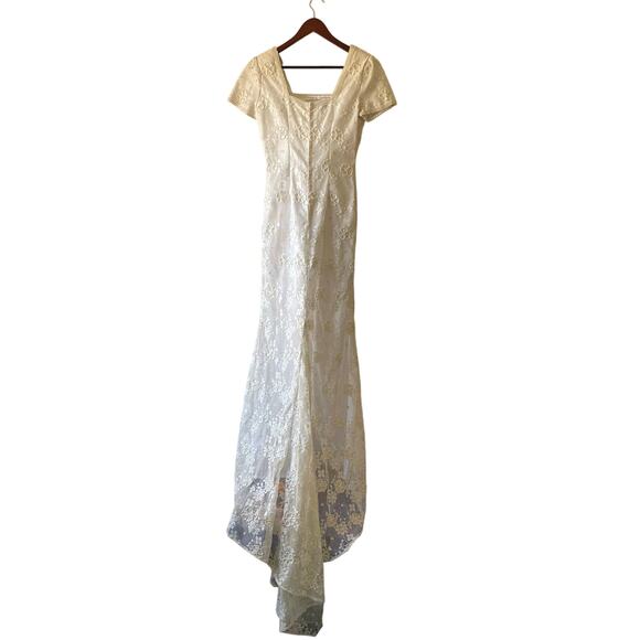 NWT vintage square neckline beaded maxi gown wedding prom xs - Picture 2 of 9